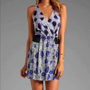 NWT Diane Von Furstenberg Oblixe Silk Faux Wrap Mini Dress Size 4 Cheetah Island
